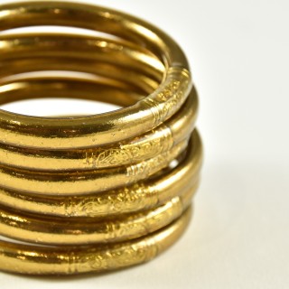 JONC BOUDDHISTE TIBETAIN KUMLAI MAXI MANTRA ANTIQUE GOLD PAS CHER