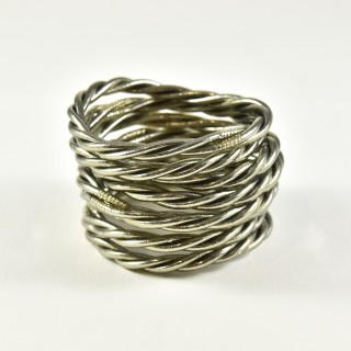 JONC BOUDDHISTE TIBETAIN KUMLAI TORSADE ANTIQUE SILVER PAS CHER
