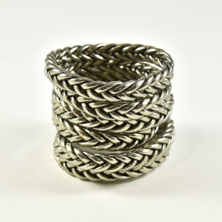 JONC BOUDDHISTE TIBETAIN KUMLAI TRESSE ANTIQUE SILVER PAS CHER