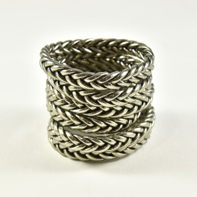 JONC BOUDDHISTE TIBETAIN KUMLAI TRESSE ANTIQUE SILVER PAS CHER