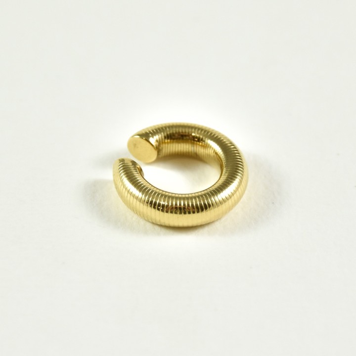 BAGUE D'OREILLE LARGE CISELE ACIER INOXYDABLE GOLD PETIT PRIX