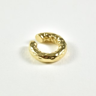 BAGUE D'OREILLE LARGE MARTELE ACIER INOXYDABLE GOLD PETIT PRIX