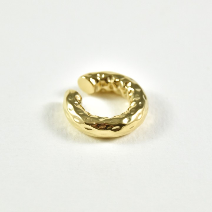 BAGUE D'OREILLE LARGE MARTELE ACIER INOXYDABLE GOLD PETIT PRIX