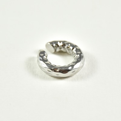 BAGUE D'OREILLE LARGE MARTELE ACIER INOXYDABLE SILVER PETIT PRIX