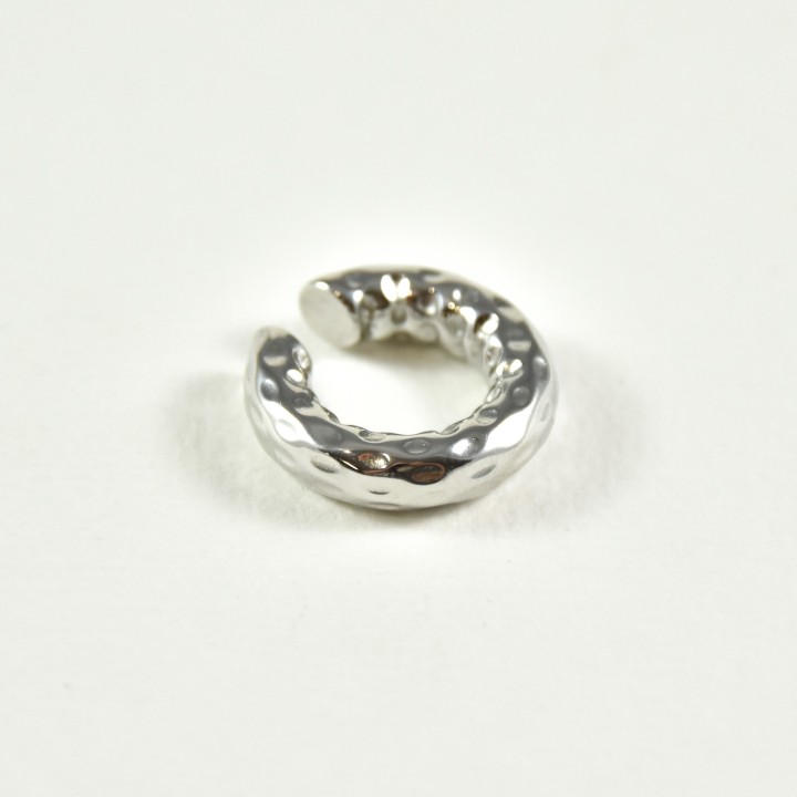 BAGUE D'OREILLE LARGE MARTELE ACIER INOXYDABLE SILVER PETIT PRIX