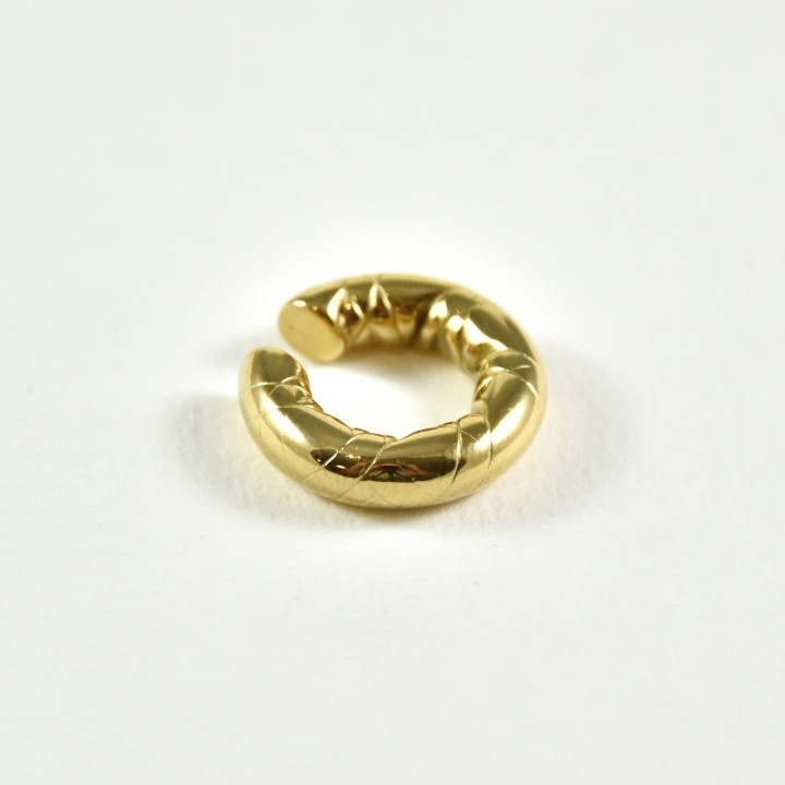 BAGUE D'OREILLE LARGE PLISSE ACIER INOXYDABLE GOLD PETIT PRIX