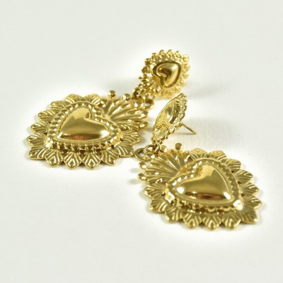 BOUCLES COEURS SACRES ACIER INOXYDABLE GOLD PETIT PRIX