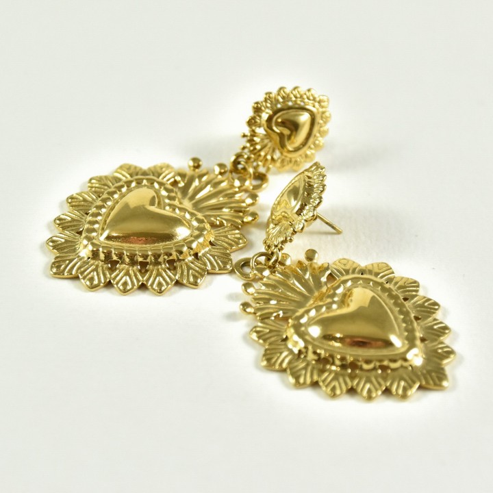 BOUCLES COEURS SACRES ACIER INOXYDABLE GOLD PETIT PRIX