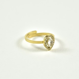 BAGUE GOUTTE STRASS ACIER INOXYDABLE GOLD PETIT PRIX