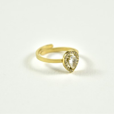 BAGUE GOUTTE STRASS ACIER INOXYDABLE GOLD PETIT PRIX