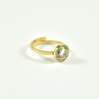 BAGUE ROND STRASS ACIER INOXYDABLE GOLD PETIT PRIX