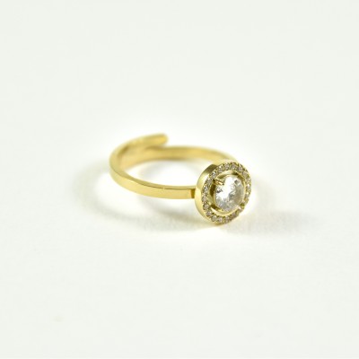 BAGUE ROND STRASS ACIER INOXYDABLE GOLD PETIT PRIX