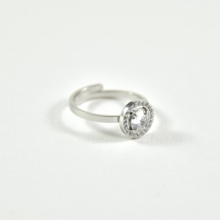 BAGUE ROND STRASS ACIER INOXYDABLE SILVER PETIT PRIX