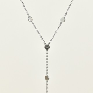 COLLIER CRAVATE RONDS STRASS ACIER INOX SILVER PETIT PRIX