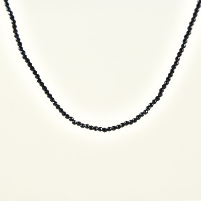 COLLIER PERLES FACETTES BLEUES ACIER INOX GOLD PETIT PRIX