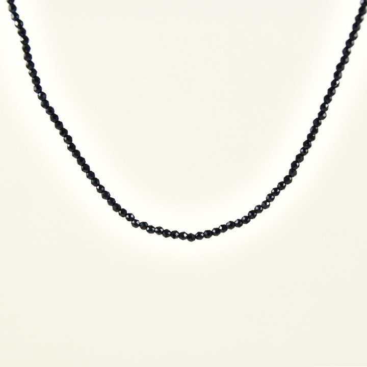 COLLIER PERLES FACETTES BLEUES ACIER INOX GOLD PETIT PRIX
