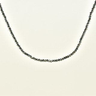 COLLIER PERLES FACETTES GRIS METAL ACIER INOX GOLD PETIT PRIX