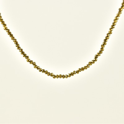 COLLIER PERLES FACETTES GOLD ACIER INOX GOLD PETIT PRIX