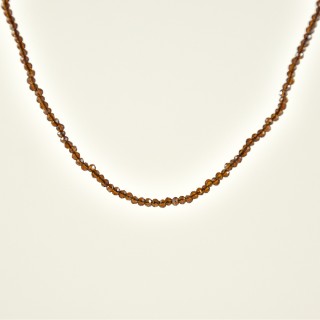 COLLIER PERLES FACETTES MARRONS ACIER INOX GOLD PETIT PRIX