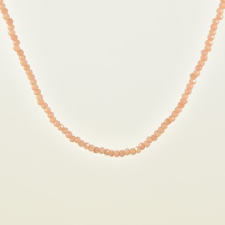 COLLIER PERLES FACETTES ROSES ACIER INOX GOLD PETIT PRIX