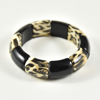 JONC RESINE NOIR ET BEIGE PANTHERE PETIT PRIX