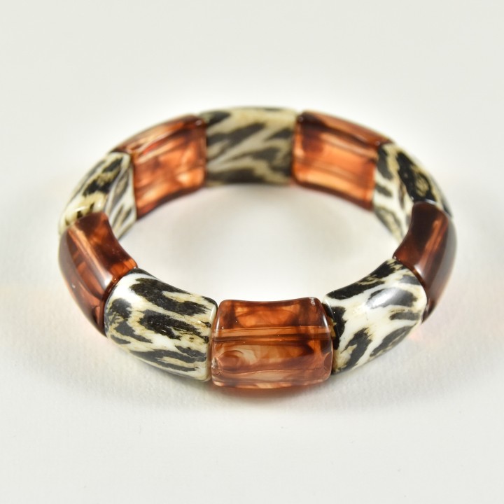 JONC RESINE ORANGE ET BEIGE PANTHERE PETIT PRIX