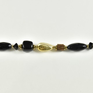 BRACELET PERLES NOIRES ET GOLD ACIER INOXYDABLE GOLD PETIT PRIX