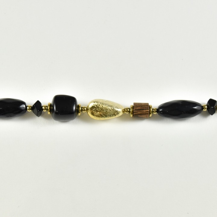 BRACELET PERLES NOIRES ET GOLD ACIER INOXYDABLE GOLD PETIT PRIX