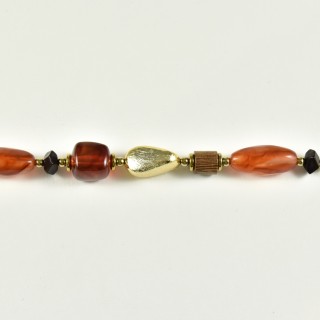 BRACELET PERLES ORANGES ET GOLD ACIER INOXYDABLE GOLD PETIT PRIX