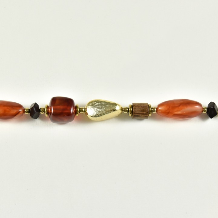 BRACELET PERLES ORANGES ET GOLD ACIER INOXYDABLE GOLD PETIT PRIX