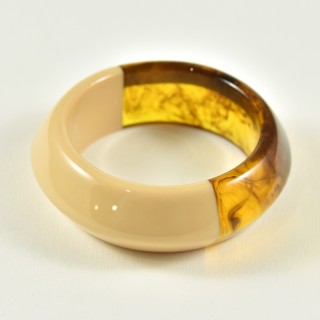 JONC RESINE BICOLORE CREME ET MARRON FLAMME PETIT PRIX