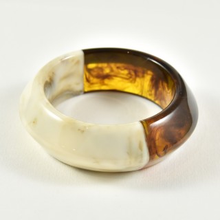 JONC RESINE BICOLORE BEIGE ET MARRON FLAMME PETIT PRIX