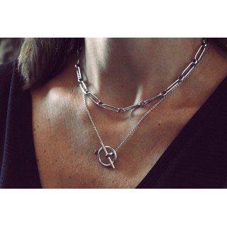 COLLIER GROSSES MAILLES OVALES ACIER INOXYDABLE SILVER PETIT PRIX