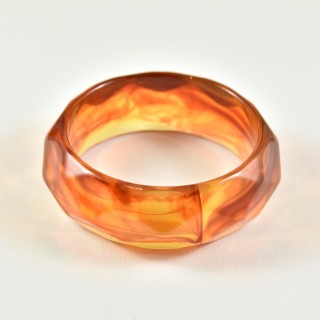 JONC FACETTES RESINE ORANGE VEINES MARRONS PETIT PRIX