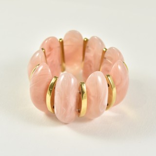 JONC ELASTIQUE RESINE ROSE ACIER INOXYDABLE GOLD PETIT PRIX