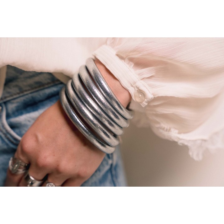 JONC BOUDDHISTE TIBETAIN KUMLAI MAXI MANTRA SHINY SILVER PAS CHER