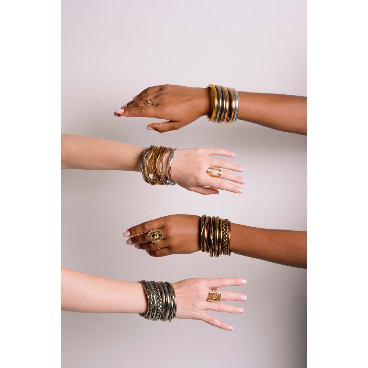 JONC BOUDDHISTE TIBETAIN KUMLAI MAXI MANTRA ANTIQUE GOLD PAS CHER