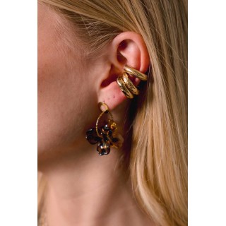 BAGUE D'OREILLE LARGE CISELE ACIER INOXYDABLE GOLD PETIT PRIX