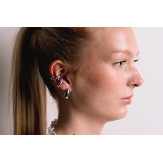 BAGUE D'OREILLE LARGE CISELE ACIER INOXYDABLE SILVER PETIT PRIX