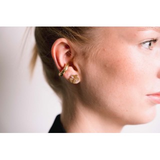 BAGUE D'OREILLE LARGE MARTELE ACIER INOXYDABLE GOLD PETIT PRIX