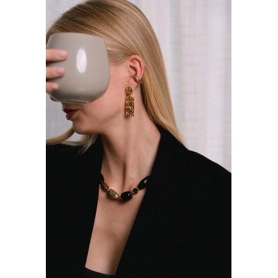 BAGUE D'OREILLE LARGE PLISSE ACIER INOXYDABLE GOLD PETIT PRIX