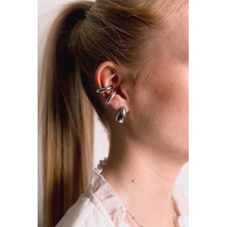 BAGUE D'OREILLE LARGE PLISSE ACIER INOXYDABLE SILVE PETIT PRIX