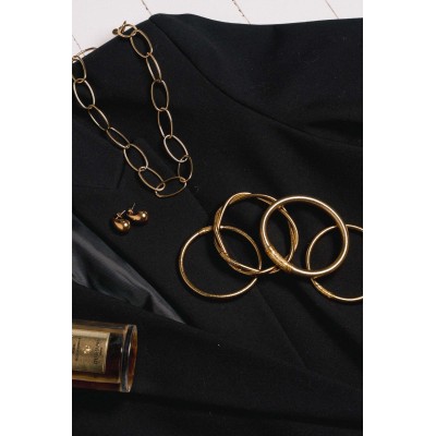 BOUCLES ANNEAUX ENTRELACES ACIER INOXYDABLE SILVER PETIT PRIX