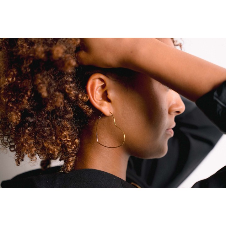 BOUCLES CREOLES COEURS ACIER INOXYDABLE GOLD PETIT PRIX