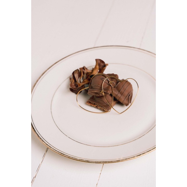 BOUCLES CREOLES COEURS ACIER INOXYDABLE GOLD PETIT PRIX