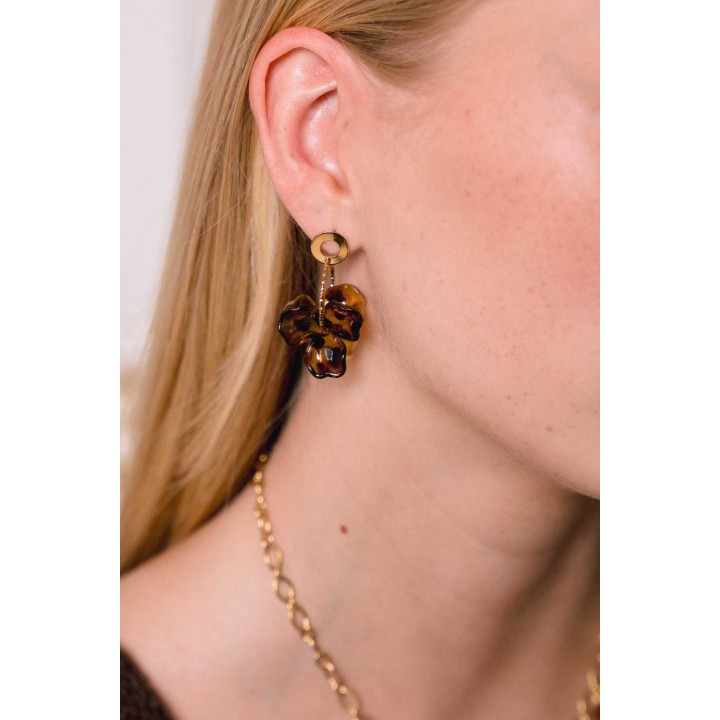 BOUCLES FLEURS PANTHERES ACIER INOXYDABLE GOLD PETIT PRIX