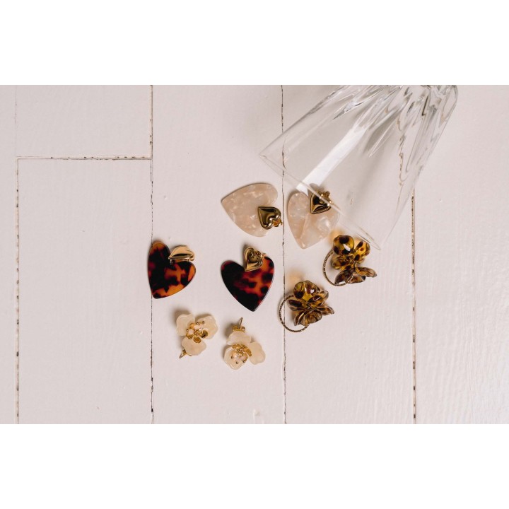 BOUCLES FLEURS PANTHERES ACIER INOXYDABLE GOLD PETIT PRIX