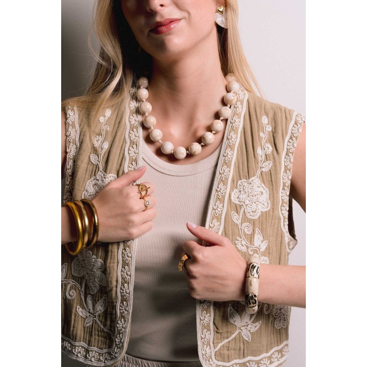 BOUCLES COEURS BEIGES ACIER INOXYDABLE GOLD PETIT PRIX