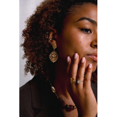 BOUCLES COEURS SACRES ACIER INOXYDABLE GOLD PETIT PRIX