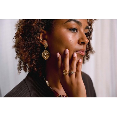 BOUCLES COEURS SACRES ACIER INOXYDABLE GOLD PETIT PRIX